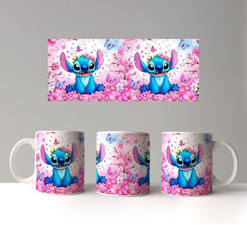 Stitch Mug - Floral Cartoon Design